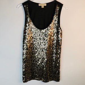 Michael Kors Gold/ Brown Sequin Top